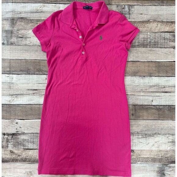 Ralph Lauren Dresses & Skirts - 💖Vintage Y2k Ralph Lauren Hot Pink Swim Summer Cover Up Mini Shirt Dress Size S